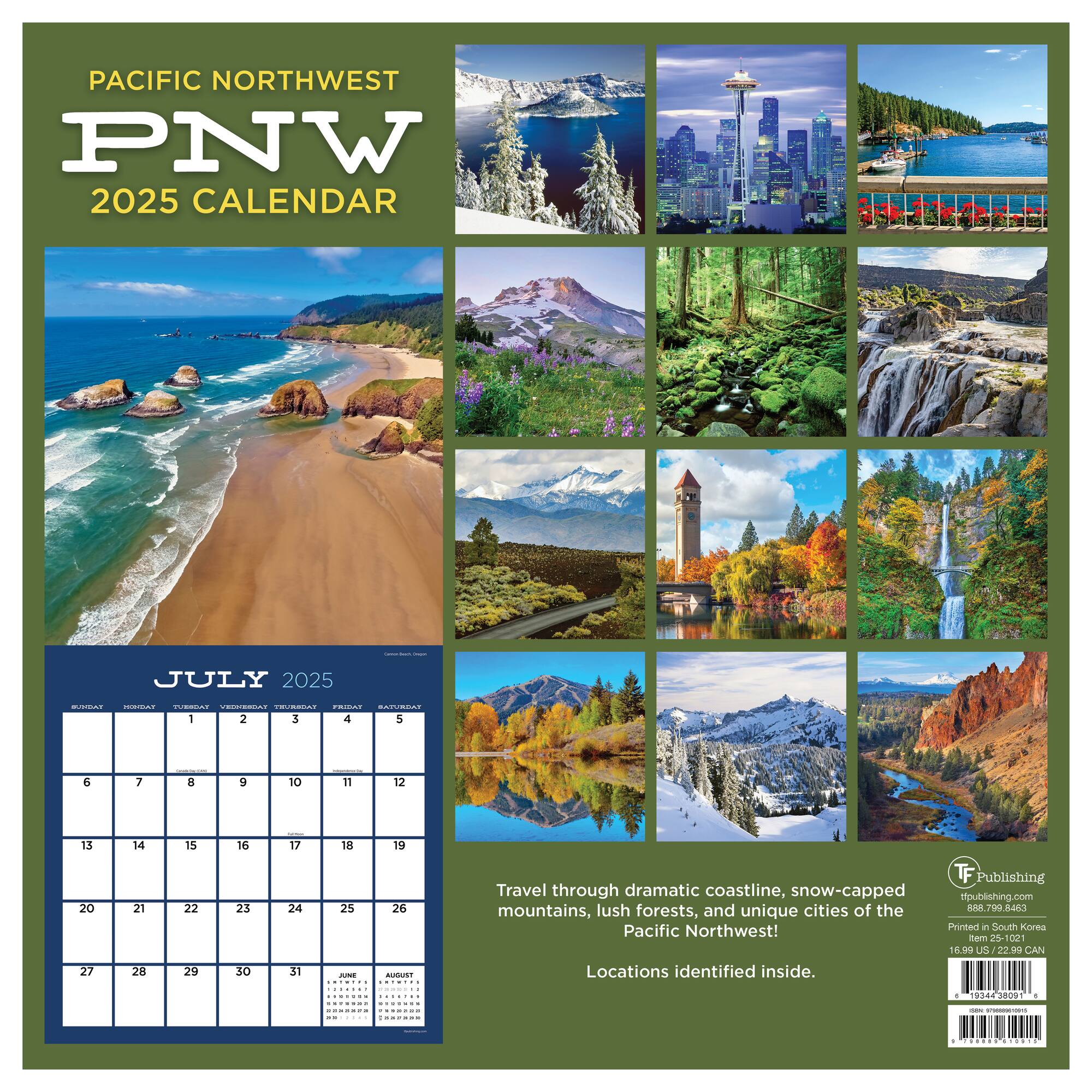 TF Publishing 2025 Pacific Northwest Wall Calendar